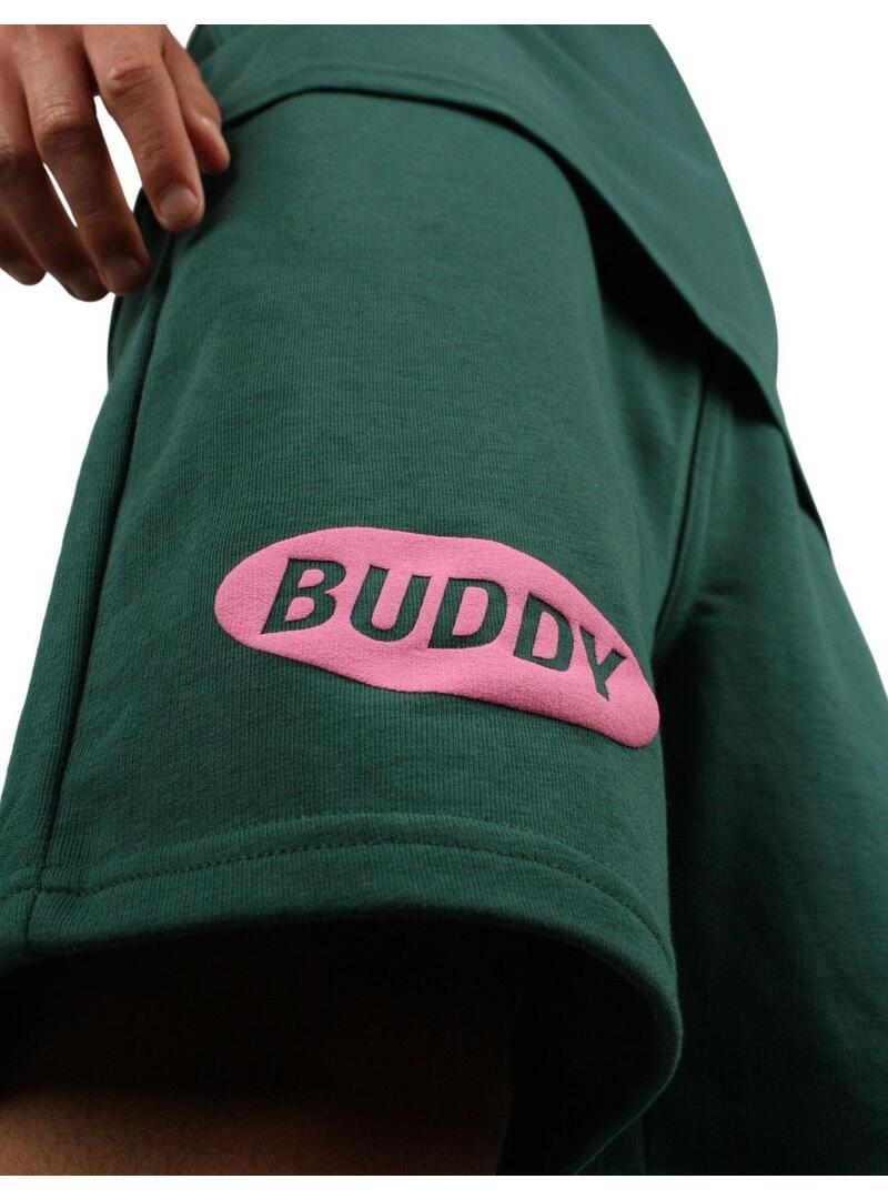 Pantalón Corto Buddy Verde Botelle logo Fuxia