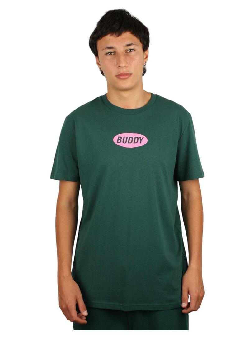 Camiseta Buddy Verde Botella logo Fuxia